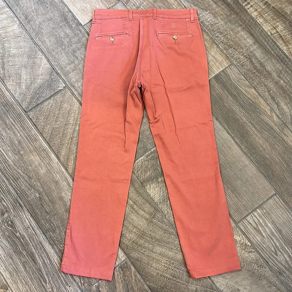 NWT Lester Madrid Mens Tailored Chino Pants Size 32 Salmon Red Made in Spain